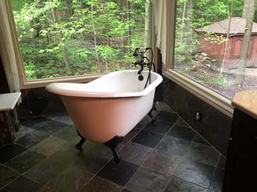 soaking tub with a view